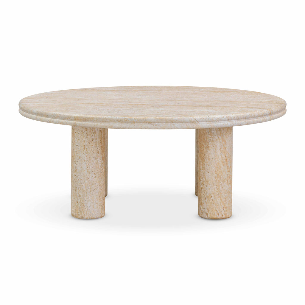 Amora Faux Travertine Indoor/Outdoor Round Accent Table (26"-32")