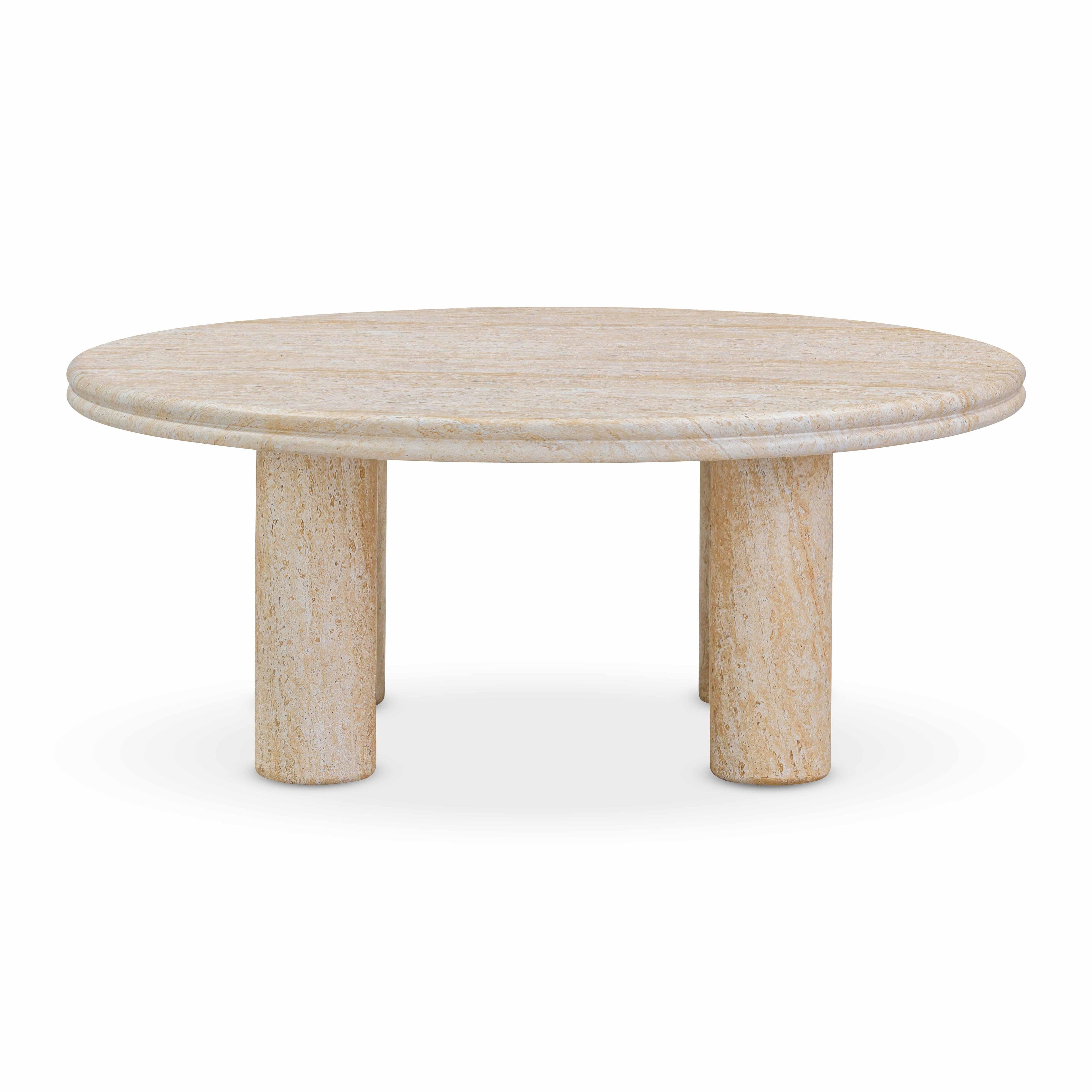 Amora Faux Travertine Indoor/Outdoor Round Accent Table (26"-32")