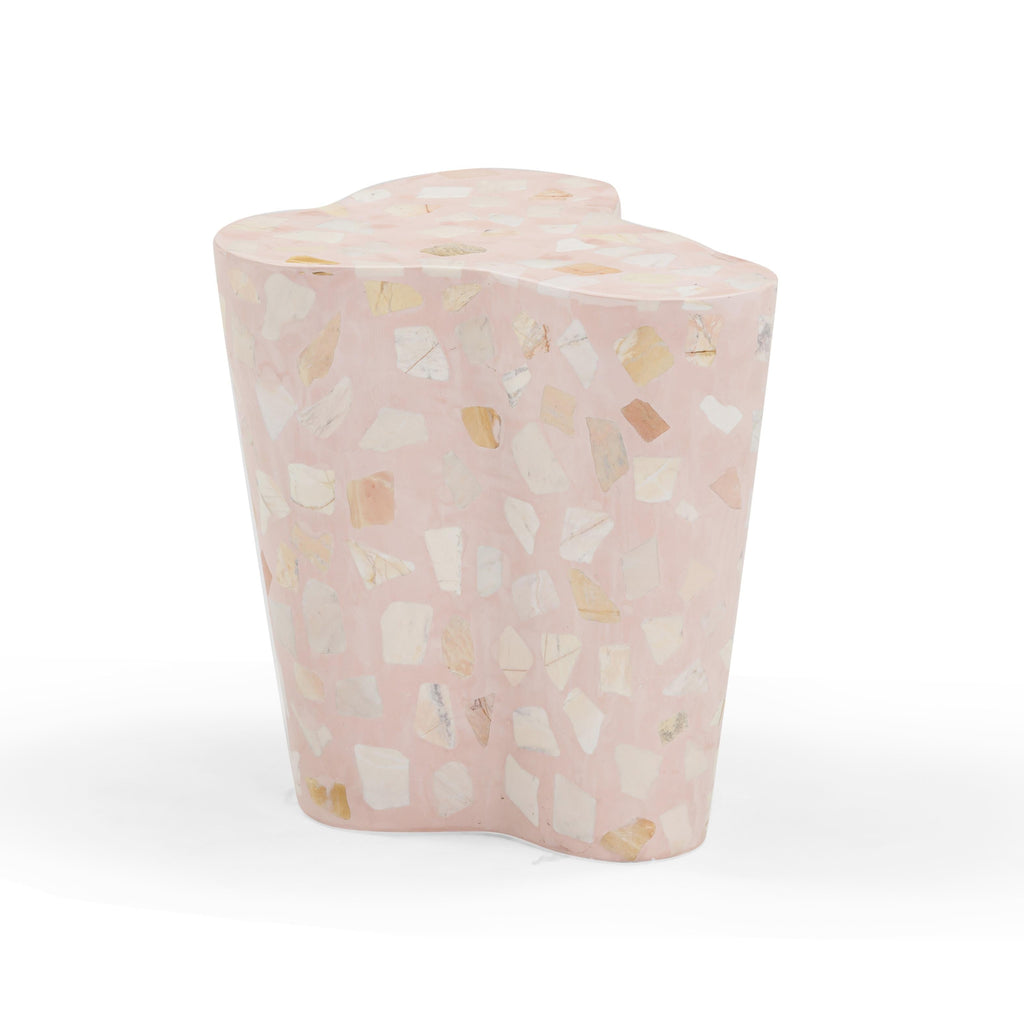 Slab Faux Terrazzo Indoor/Outdoor Side Table — Pink null