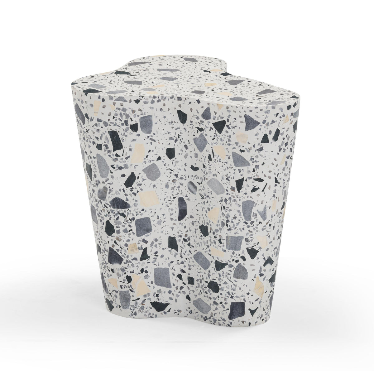 Slab Faux Terrazzo Indoor/Outdoor Side Table — Black and White null