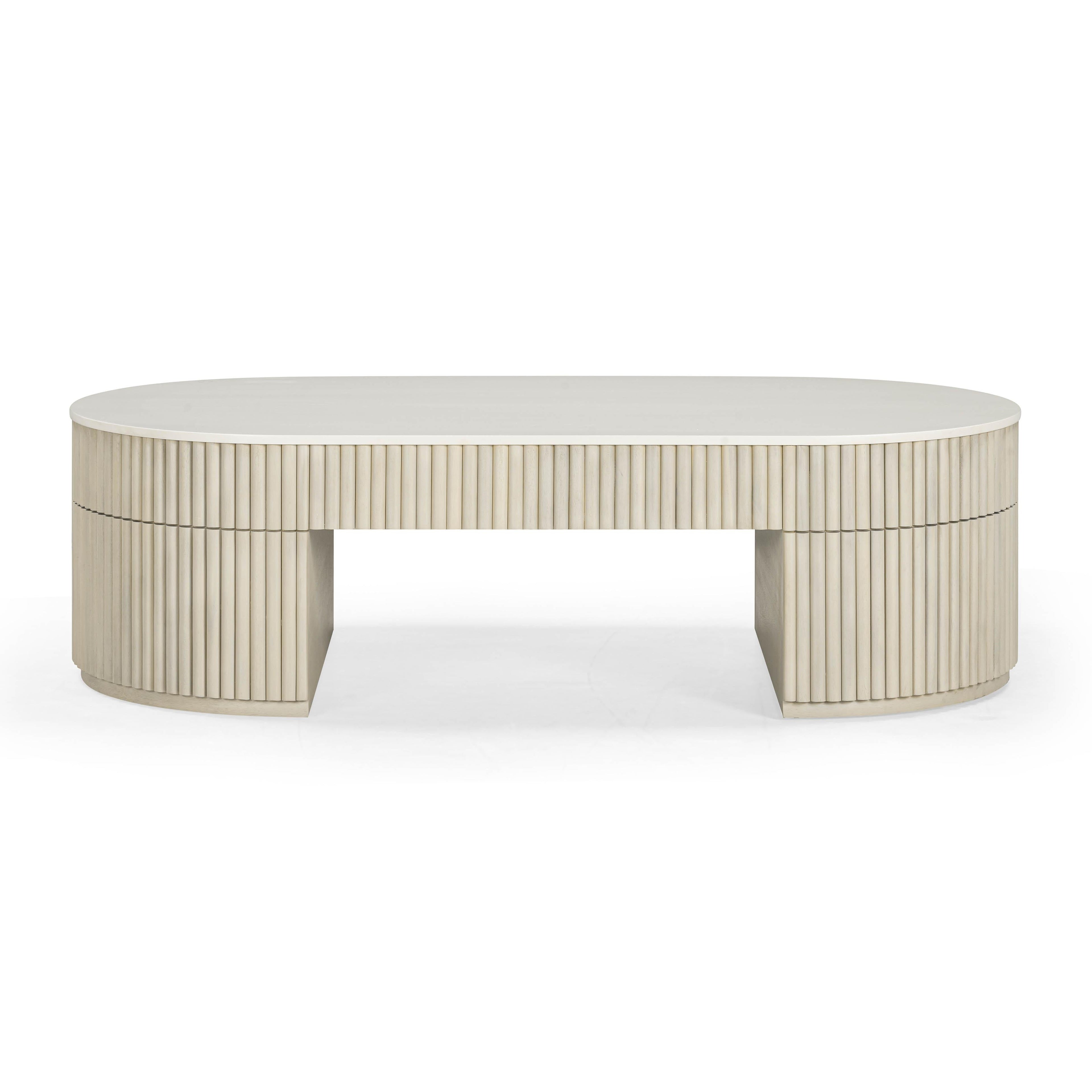 Bella 52" Cream Large Storage Coffee Table