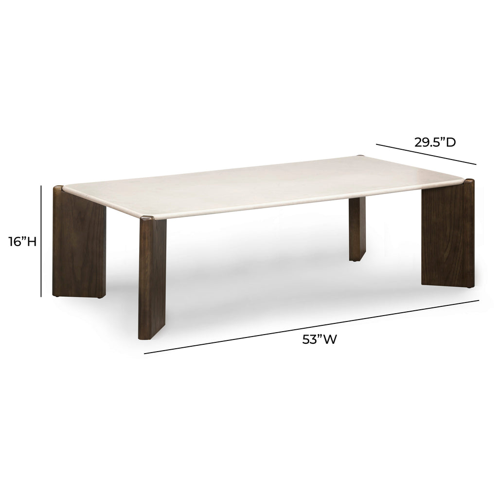Restis 52" Cream Quartz Rectangular Coffee Table