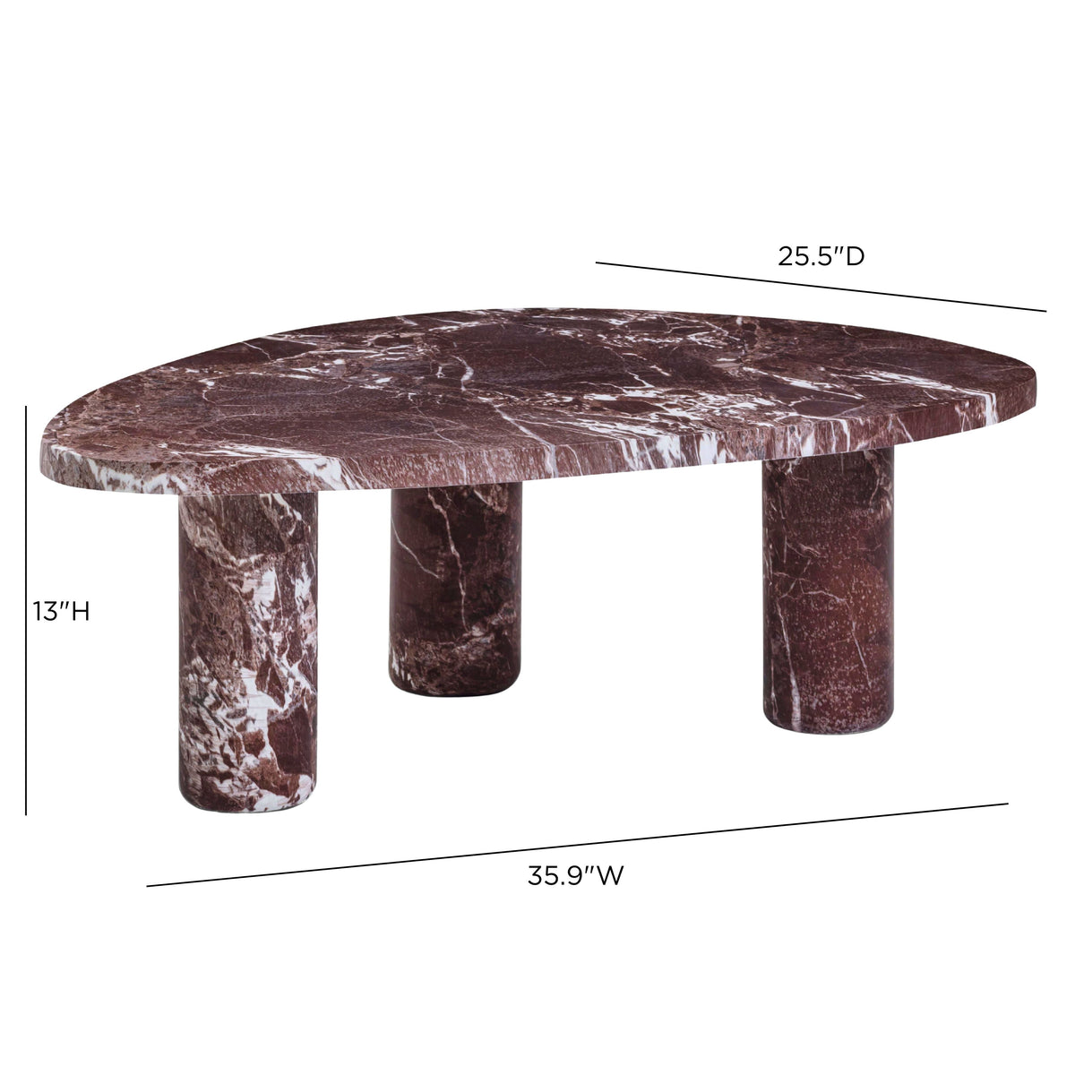 Libby Faux Red Levanto Marble Indoor/Outdoor Coffee Table (36"-48")