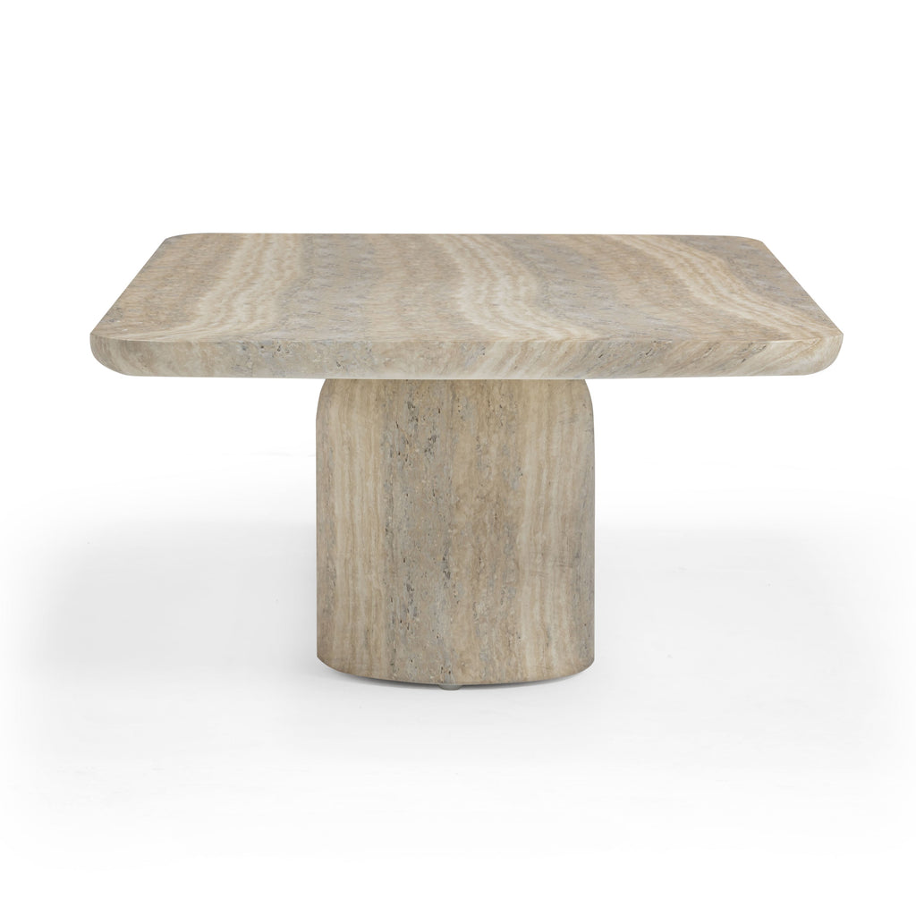 Tyche 55" Faux Travertine Indoor/Outdoor Concrete Rectangular Coffee Table