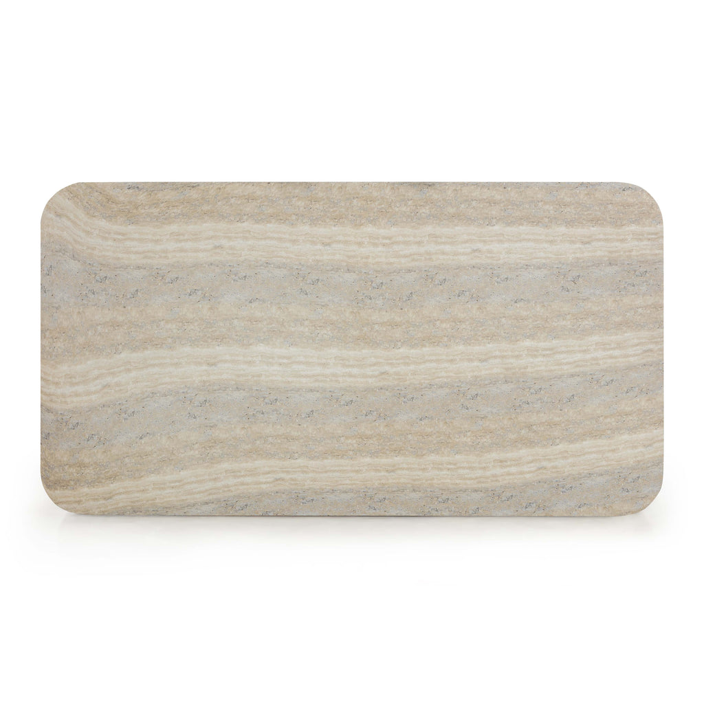 Tyche 55" Faux Travertine Indoor/Outdoor Concrete Rectangular Coffee Table