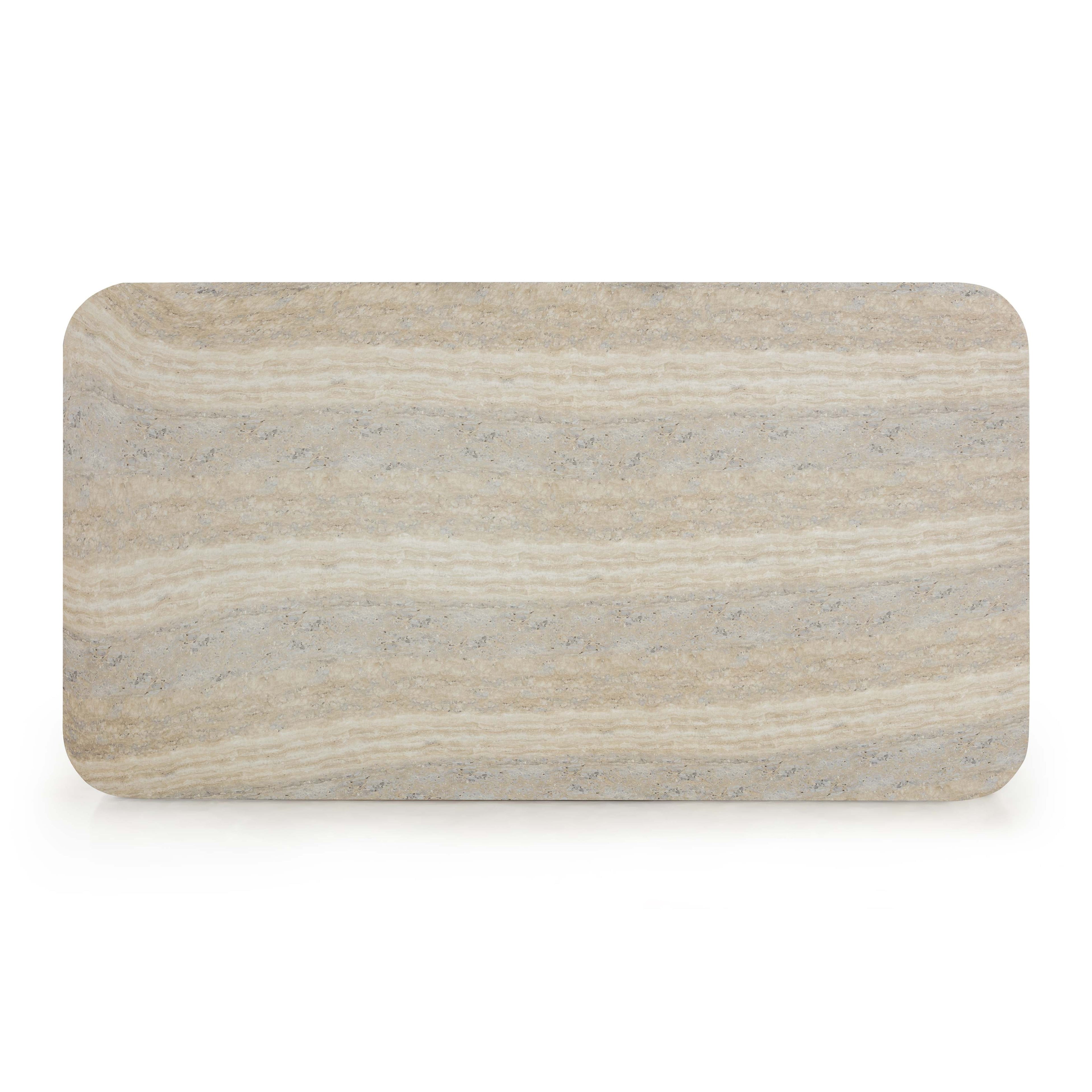 Tyche 55" Faux Travertine Indoor/Outdoor Concrete Rectangular Coffee Table