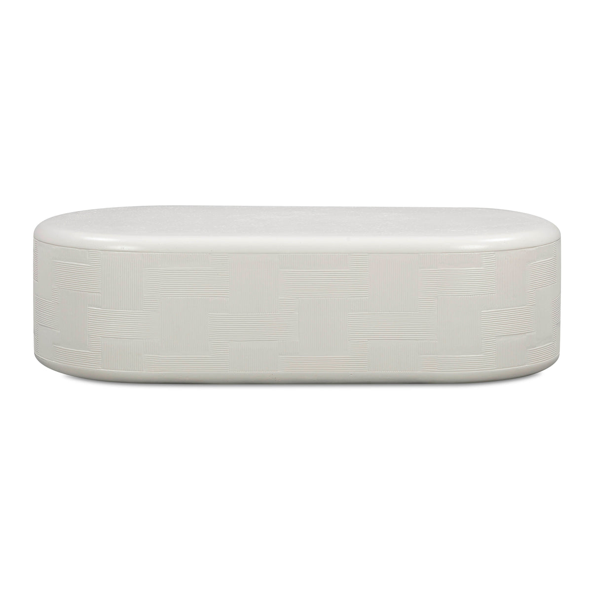 Suraya 55" Indoor/Outdoor Concrete Rounded Coffee Table — Ivory null