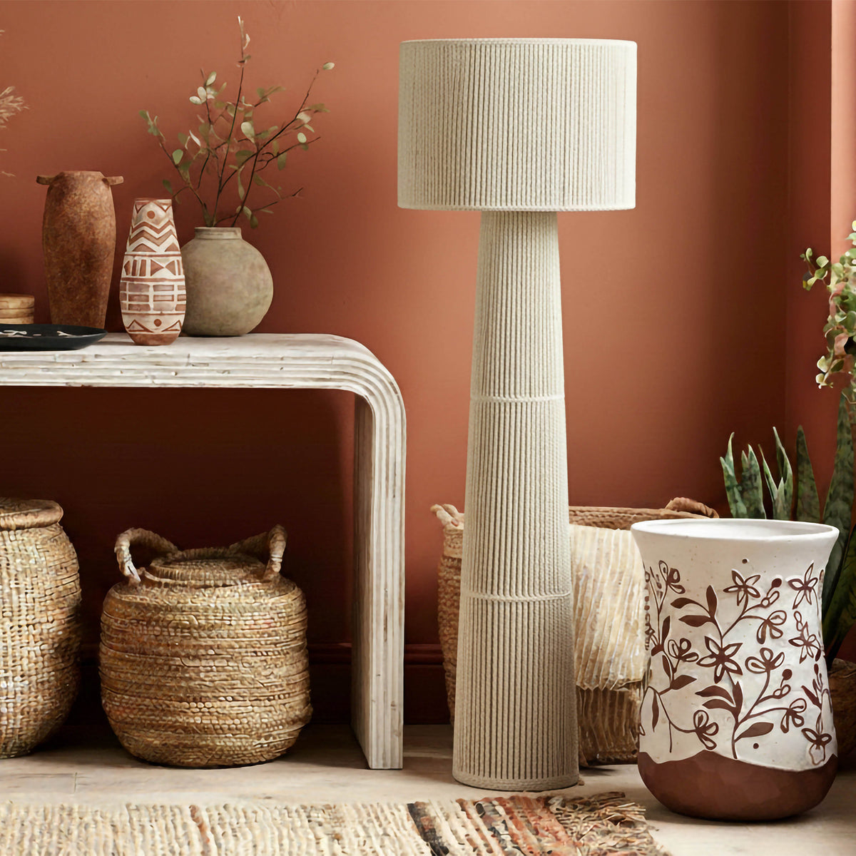Ceramic Carved Terracotta Indoor/Outdoor Table