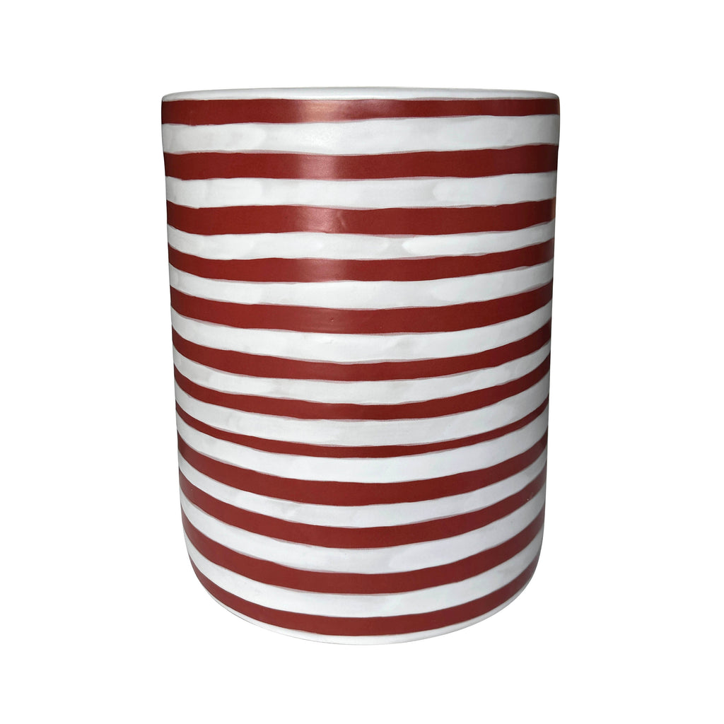 Tempest Indoor/Outdoor Ceramic Table in Stripes — Red Stripes null
