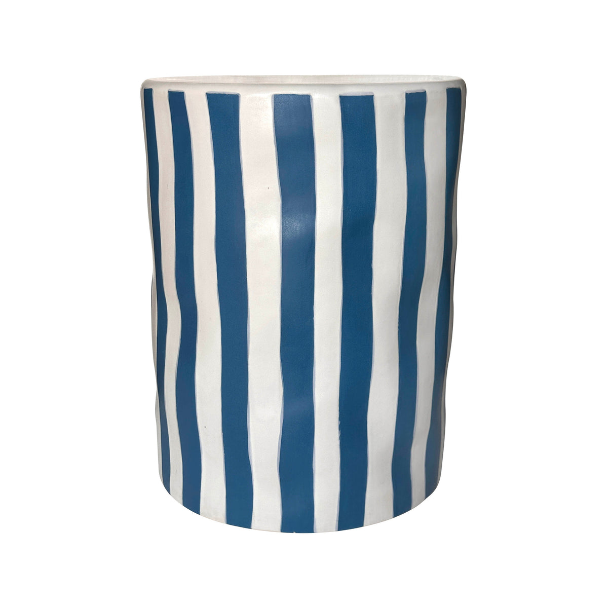 Tempest Indoor/Outdoor Ceramic Table in Stripes — Blue Stripes null