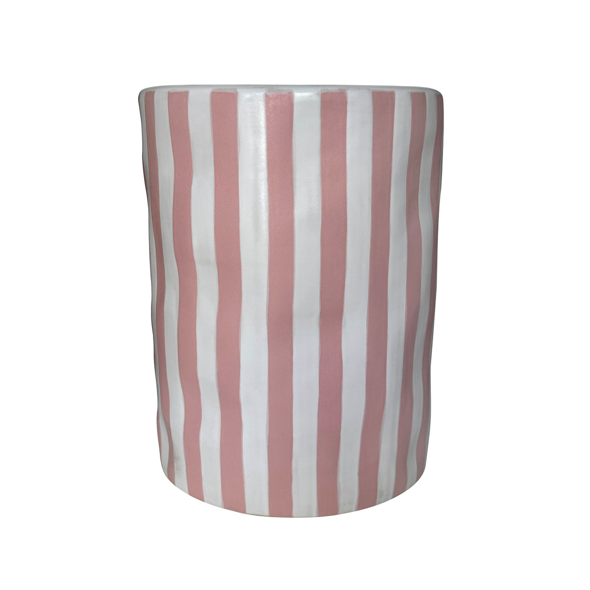 Tempest Indoor/Outdoor Ceramic Table in Stripes — Pink Stripes null