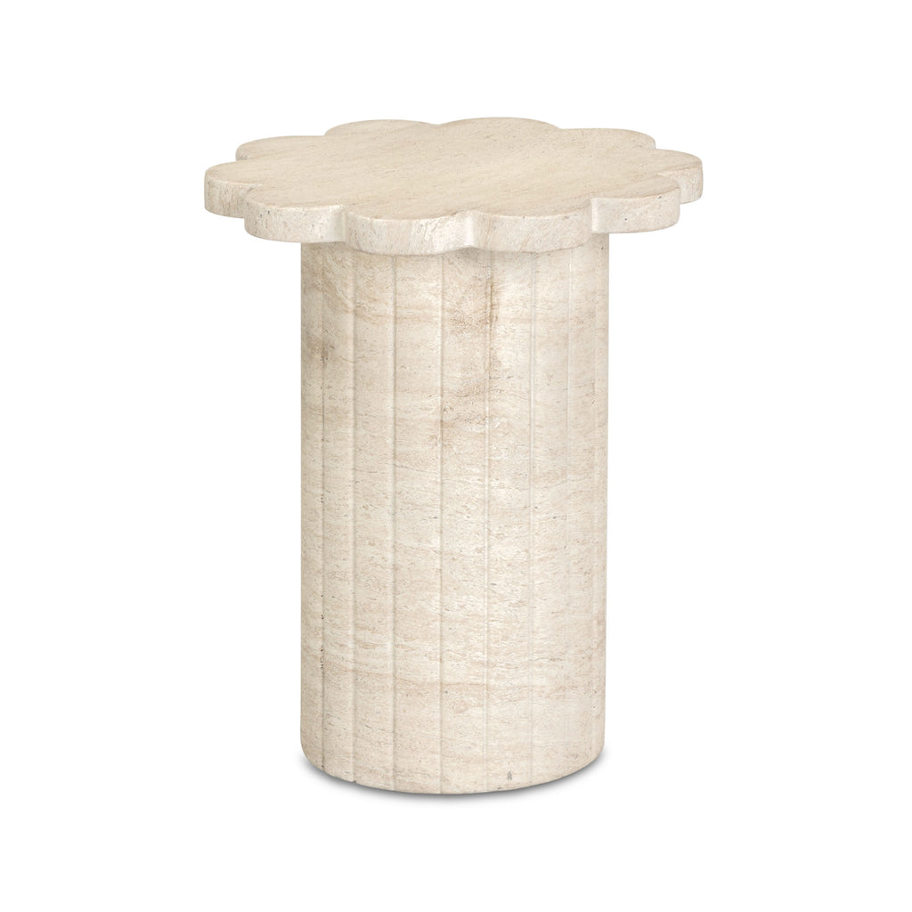 Blossom Washed Faux Travertine Indoor/Outdoor Concrete Side Table