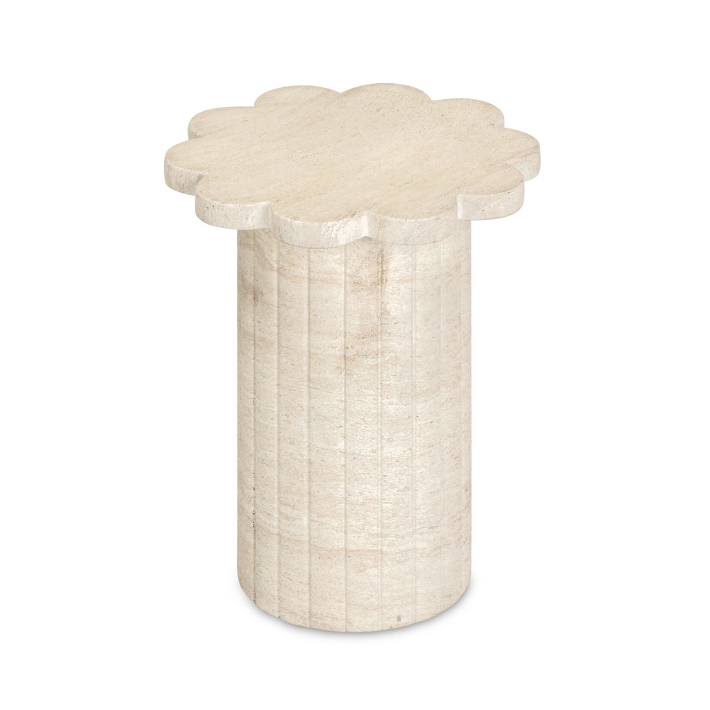 Blossom Washed Faux Travertine Indoor/Outdoor Concrete Side Table