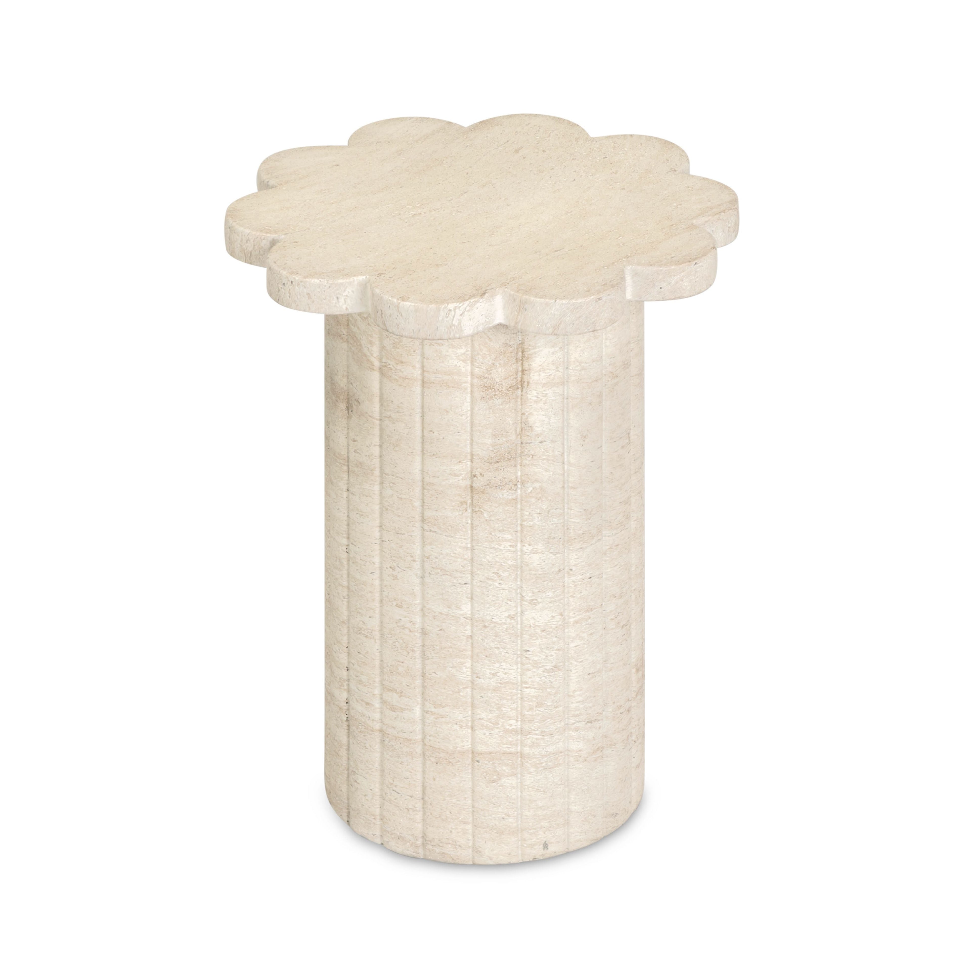 Blossom Washed Faux Travertine Indoor/Outdoor Concrete Side Table