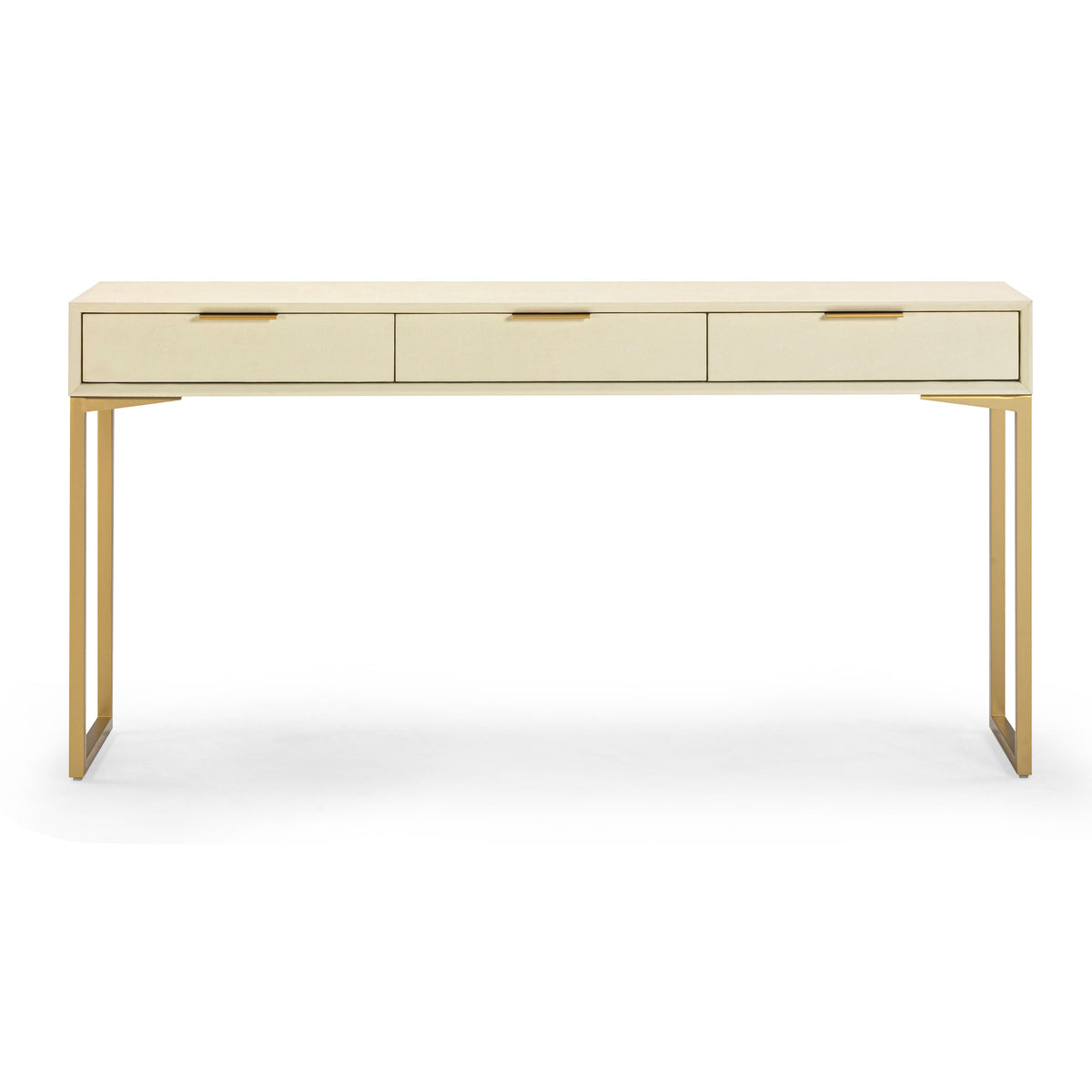 Pesce 59" Faux Shagreen 3-Drawer Console Table — Cream null