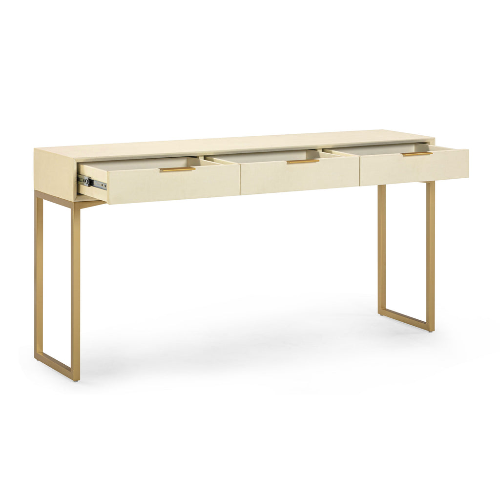 Pesce 59" Faux Shagreen 3-Drawer Console Table