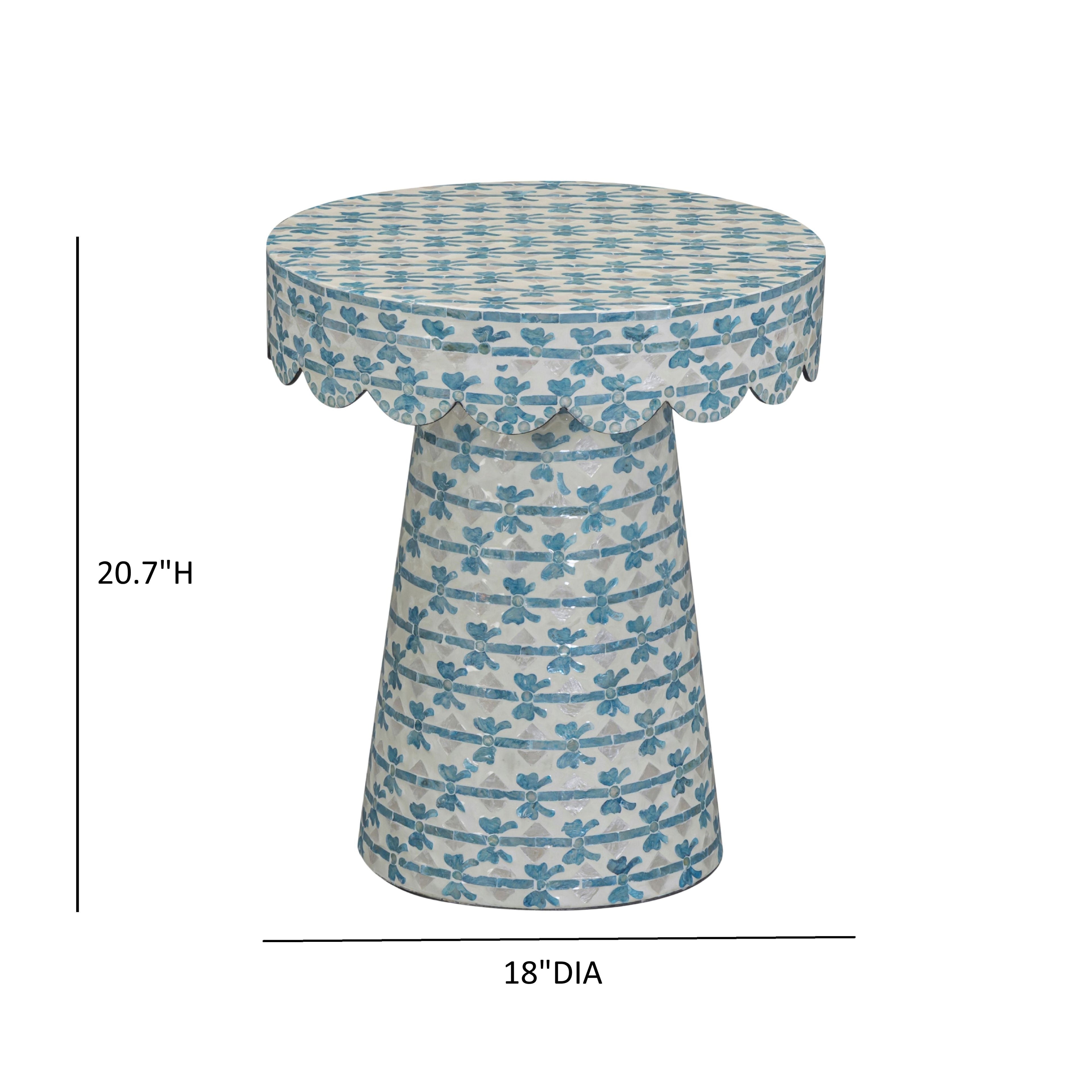 Lady Blue Ribbon Capiz Shell Round Side Table