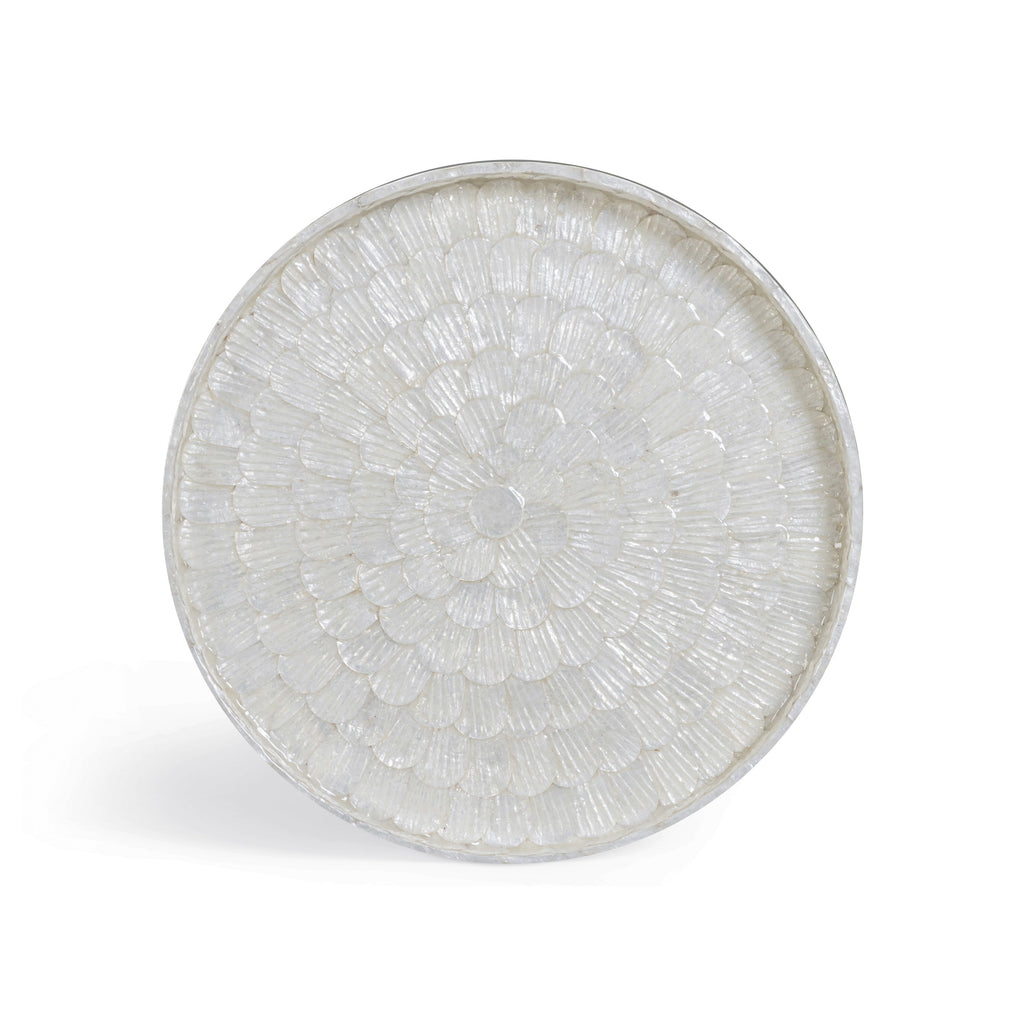 Coast Pearl White Seashell Round Side Table