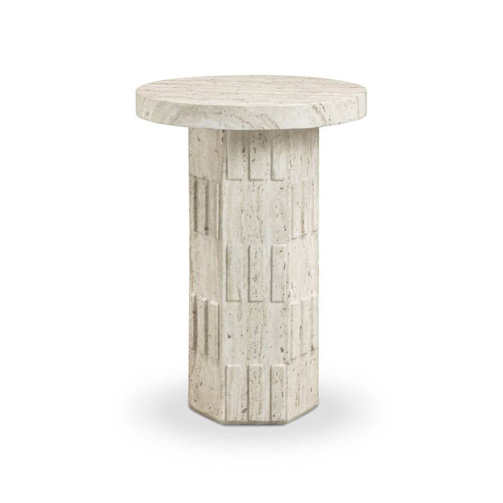 Asta Faux Travertine Indoor/Outdoor Concrete Side Table