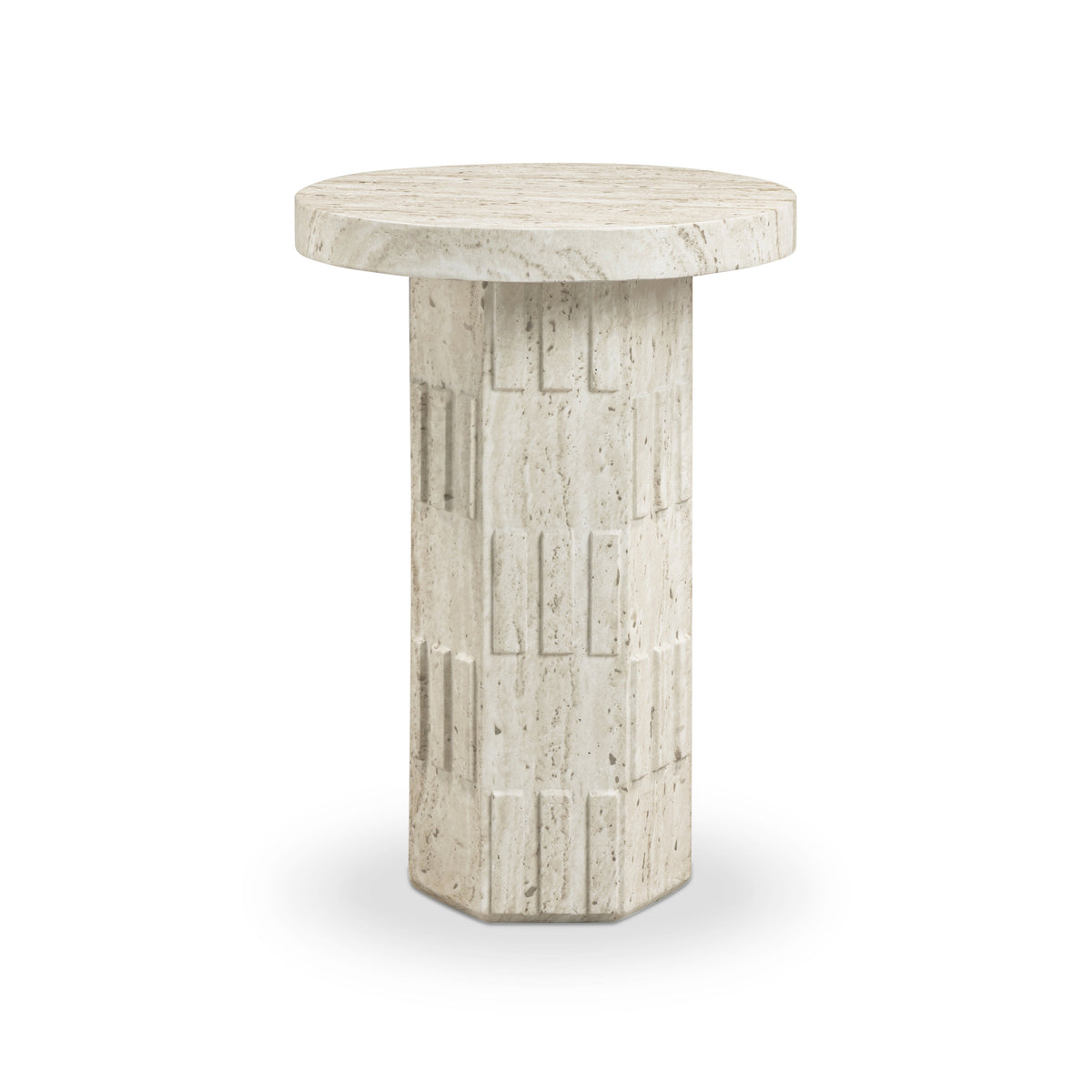 Asta Faux Travertine Indoor/Outdoor Concrete Side Table
