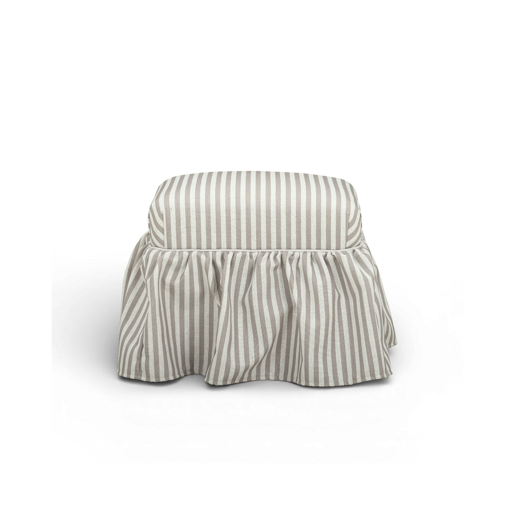Gertrude Striped Performance Linen Skirted Ottoman