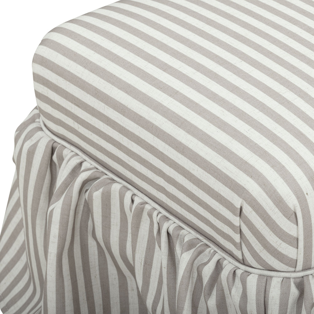 Gertrude Striped Performance Linen Skirted Ottoman