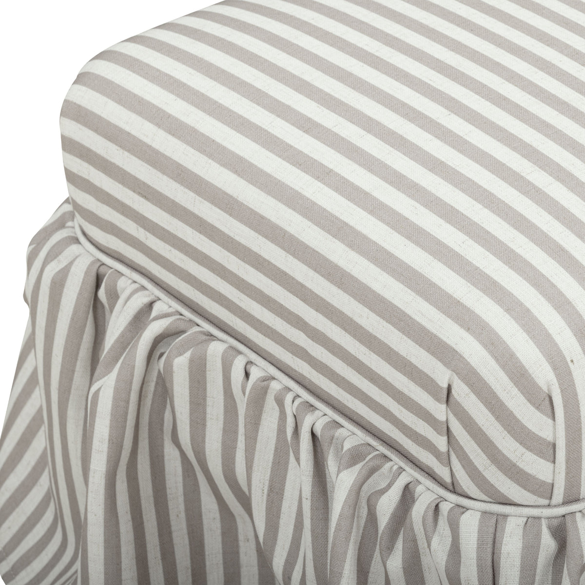 Gertrude Striped Performance Linen Skirted Ottoman