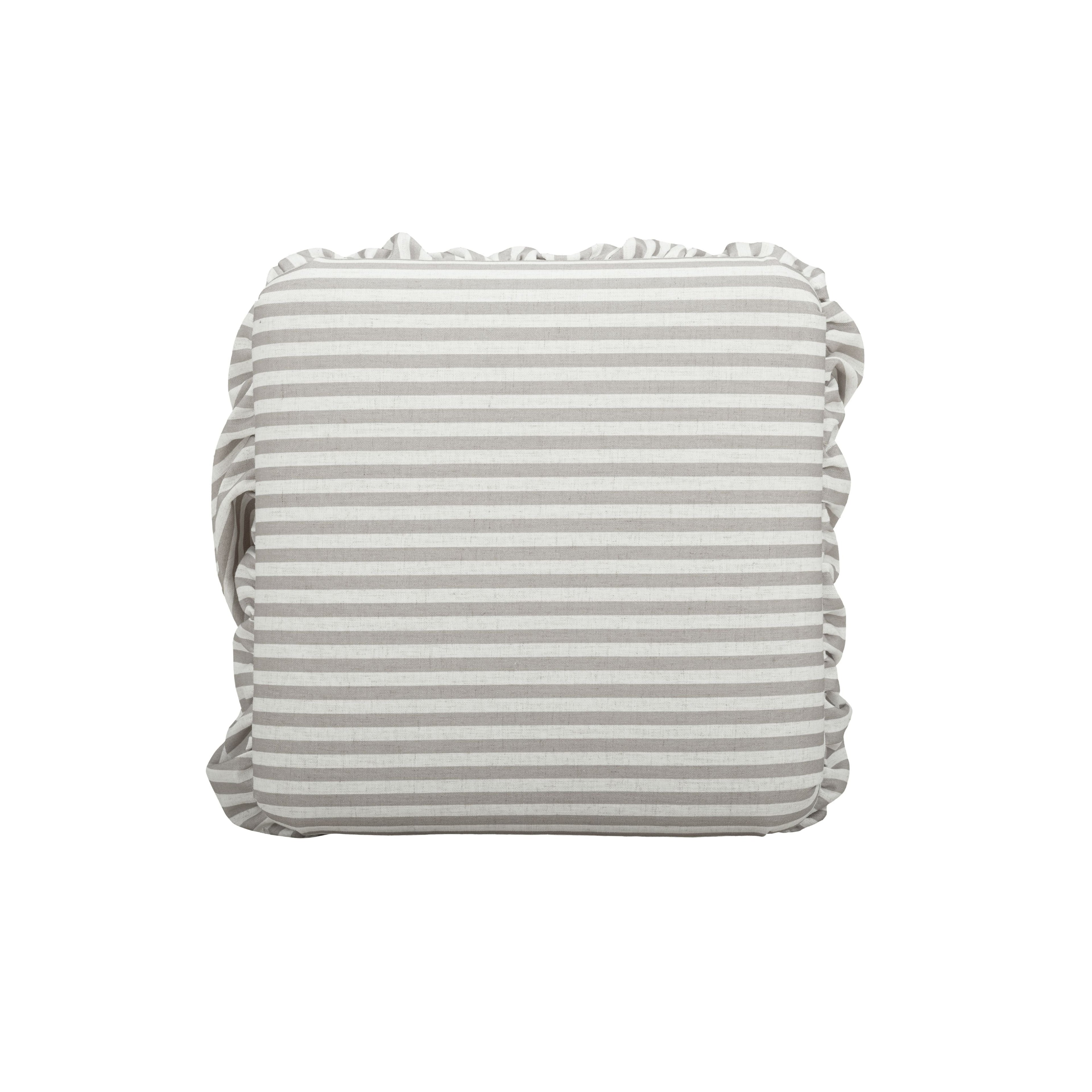 Gertrude Striped Performance Linen Skirted Ottoman