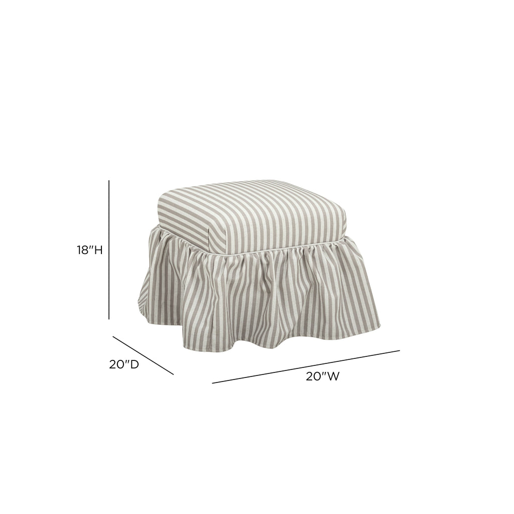 Gertrude Striped Performance Linen Skirted Ottoman