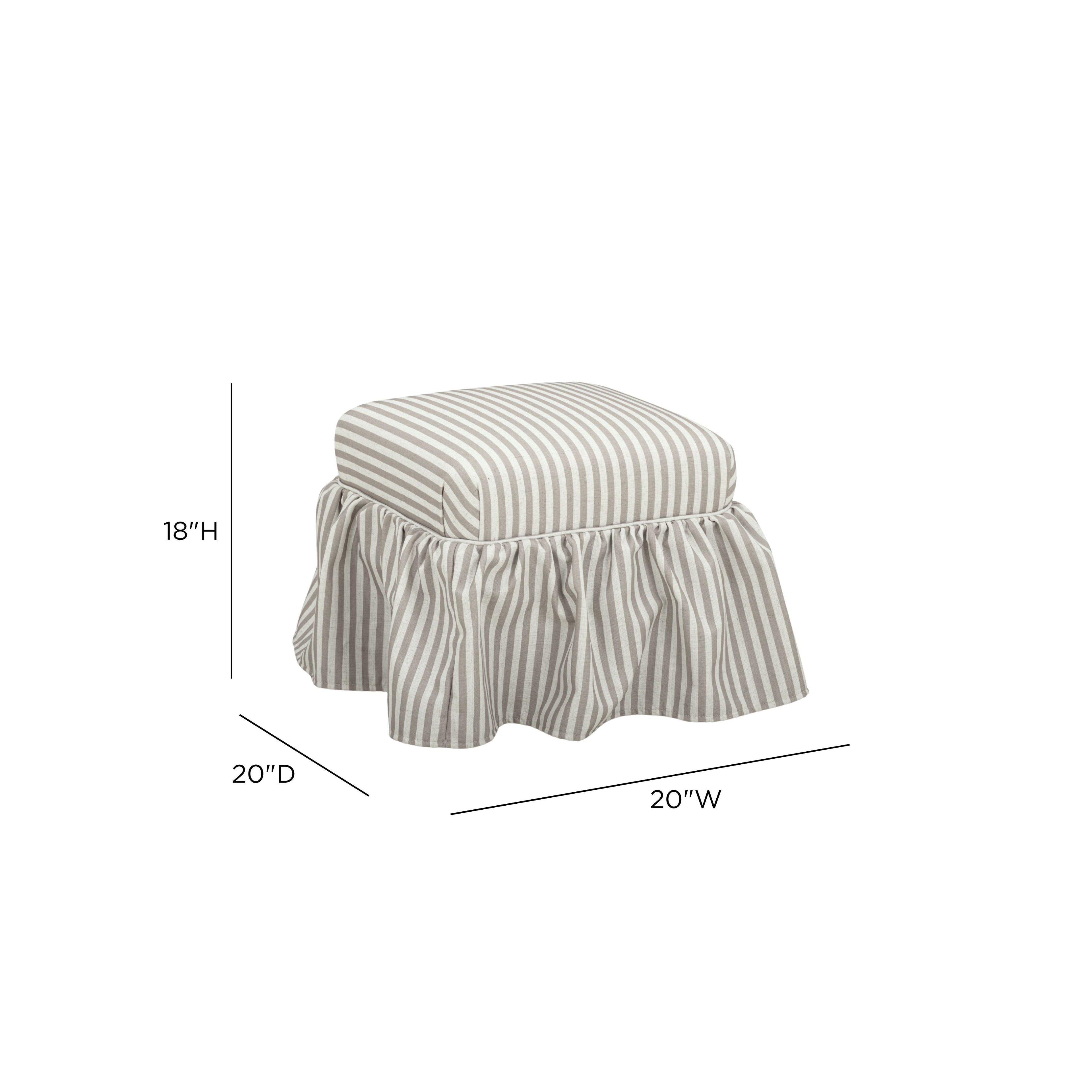 Gertrude Striped Performance Linen Skirted Ottoman