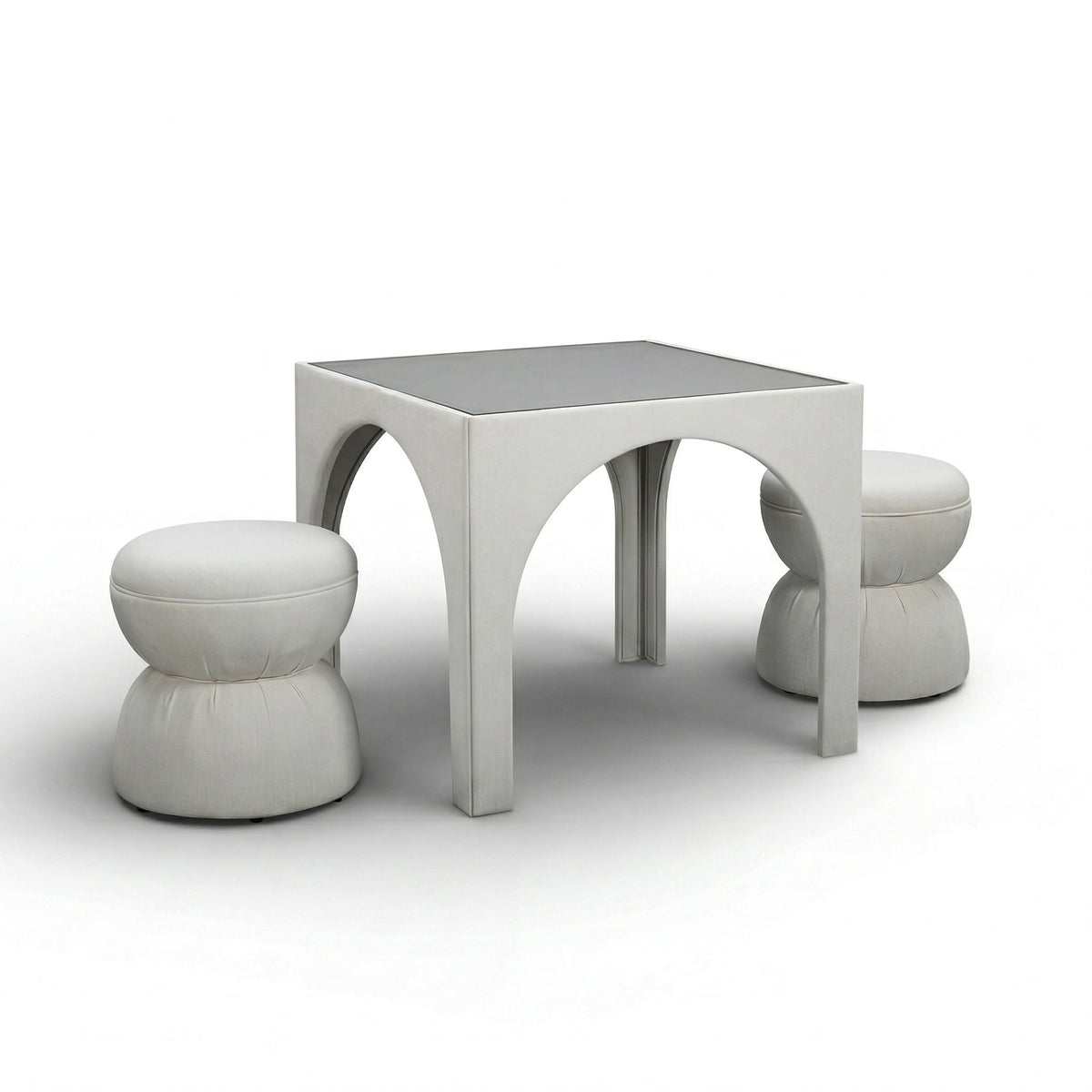Tomlin Performance Chenille Game Table and Two Ottomans Set