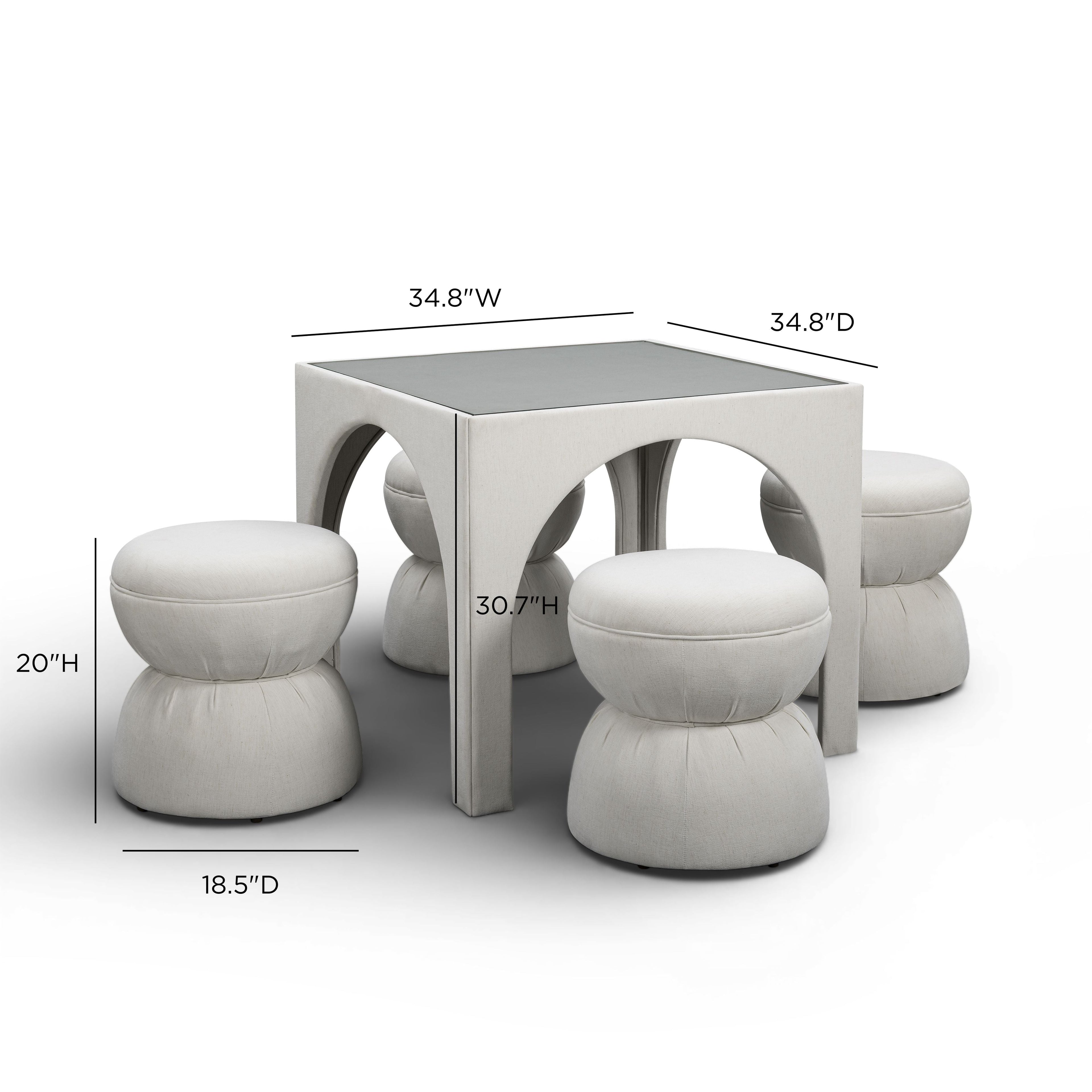 Tomlin Performance Chenille Game Table and Two Ottomans Set