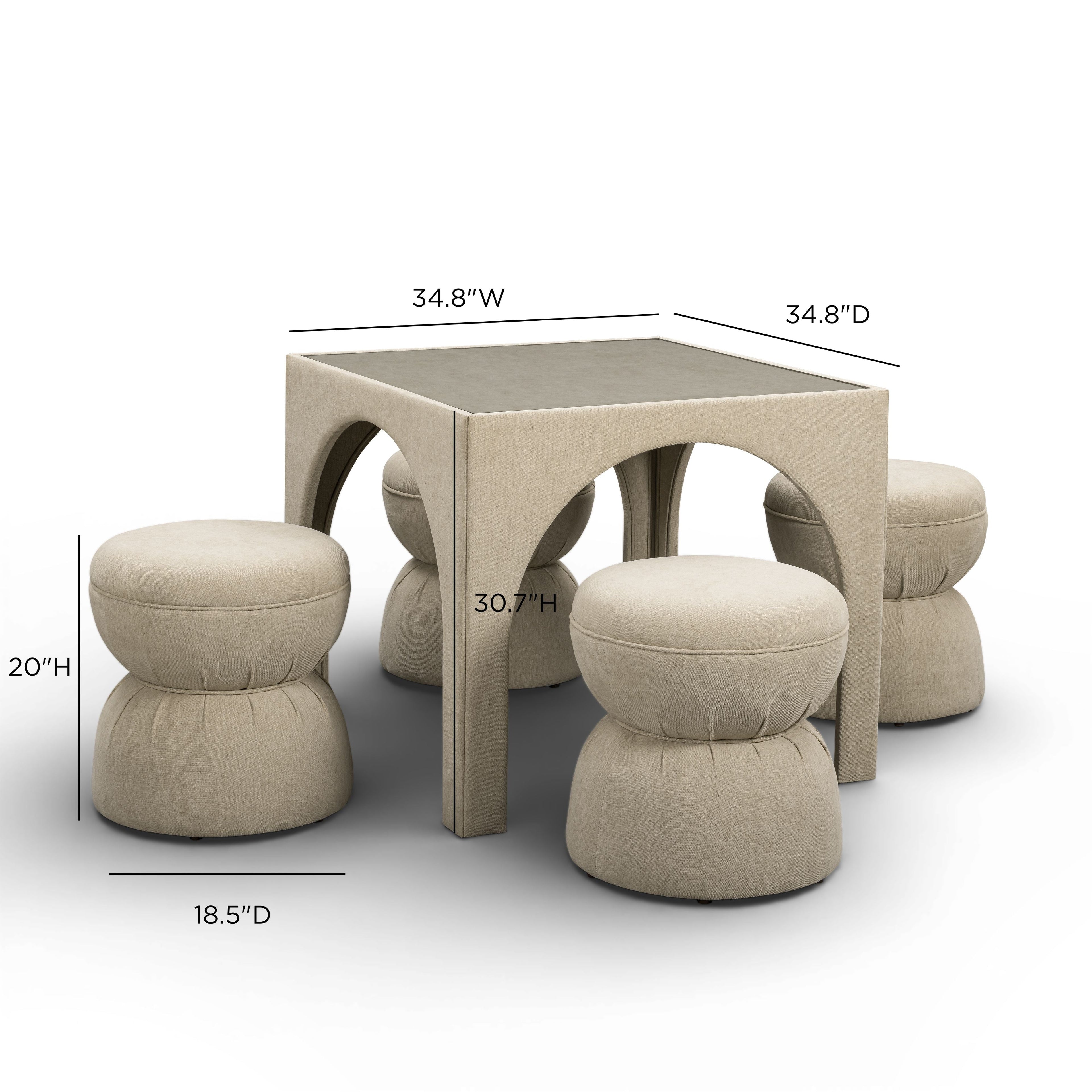 Tomlin Performance Chenille Game Table and Two Ottomans Set