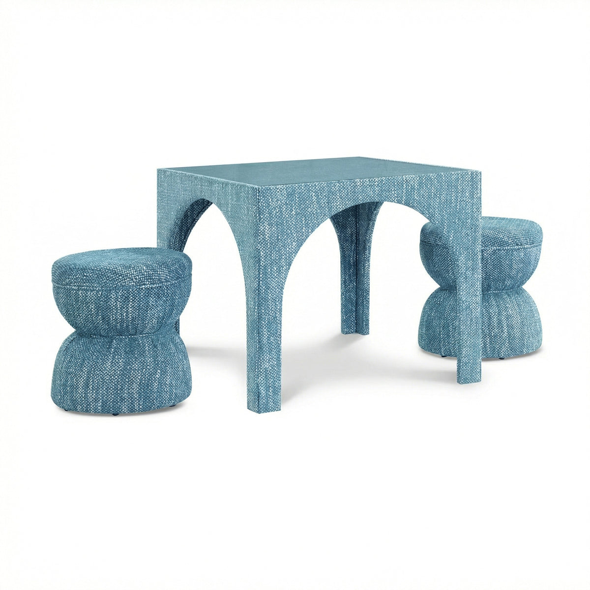 Tomlin Performance Chenille Game Table and Two Ottomans Set