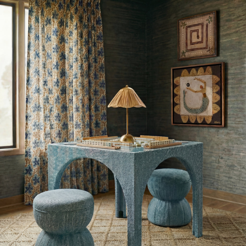 Tomlin Performance Chenille Game Table and Two Ottomans Set