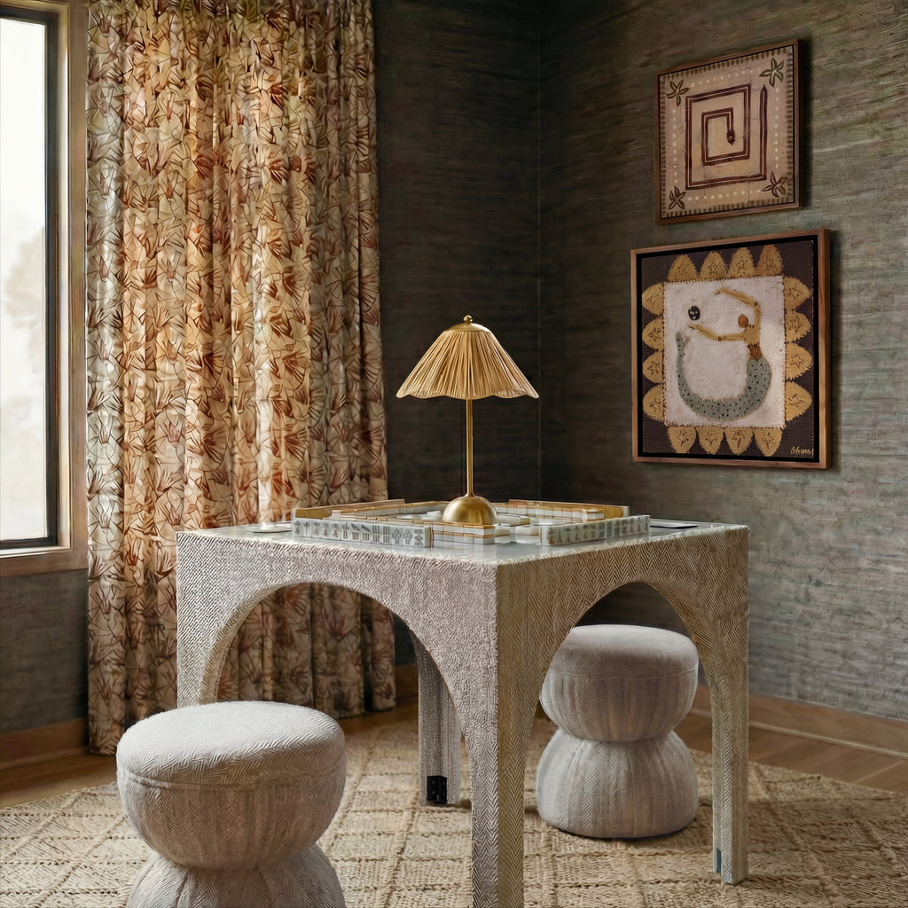 Tomlin Performance Chenille Game Table and Two Ottomans Set