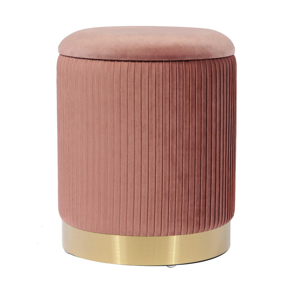 Zoe Performance Velvet Storage Ottoman — Blush null