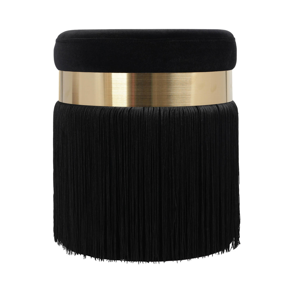 Melody Velvet Tasseled Ottoman — Black null