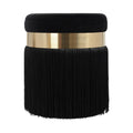 Melody Velvet Tasseled Ottoman — Black null