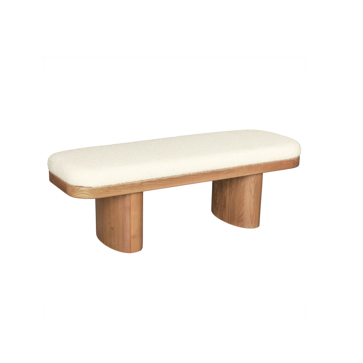 Ollie 48" White Performance Boucle Wooden Bench