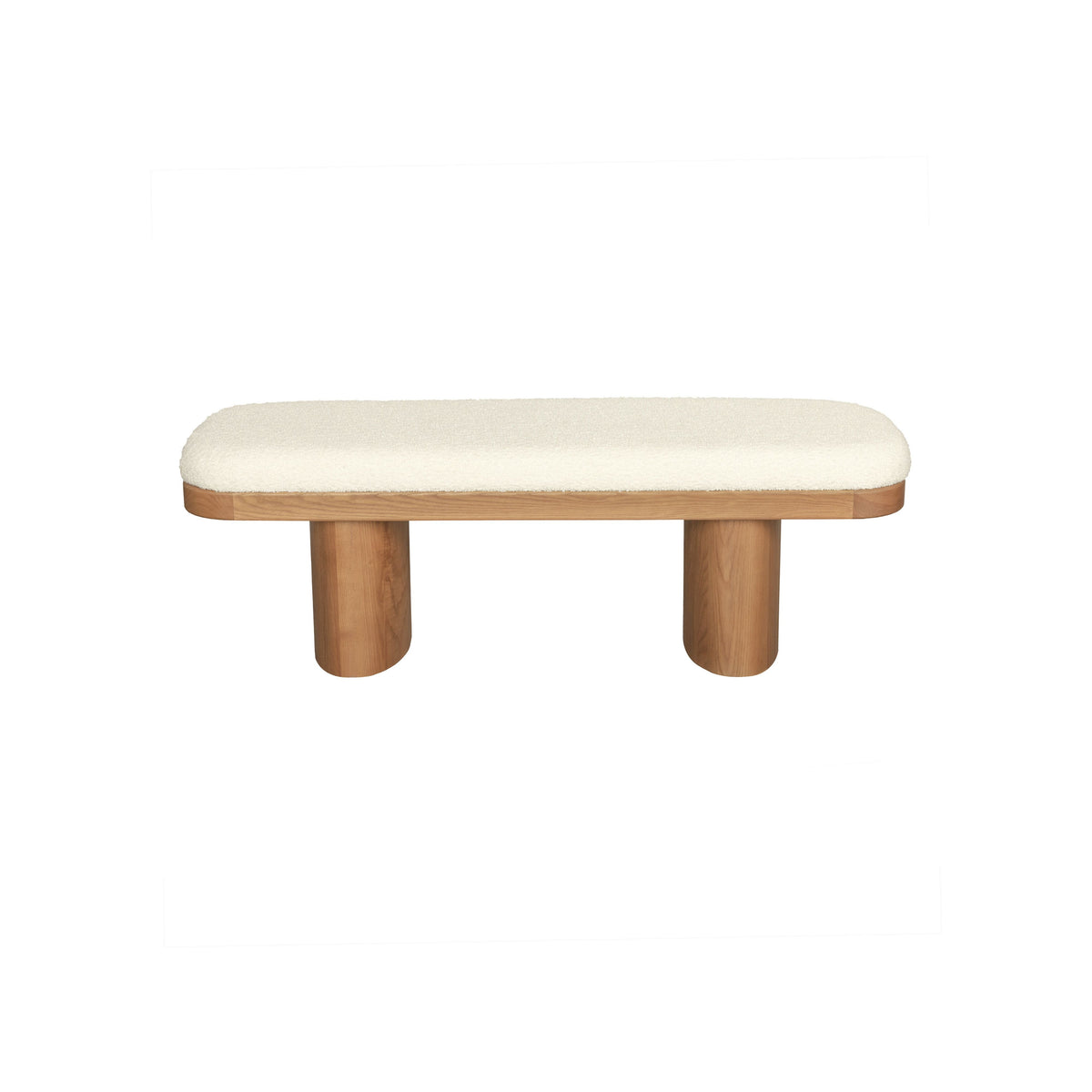 Ollie 48" White Performance Boucle Wooden Bench