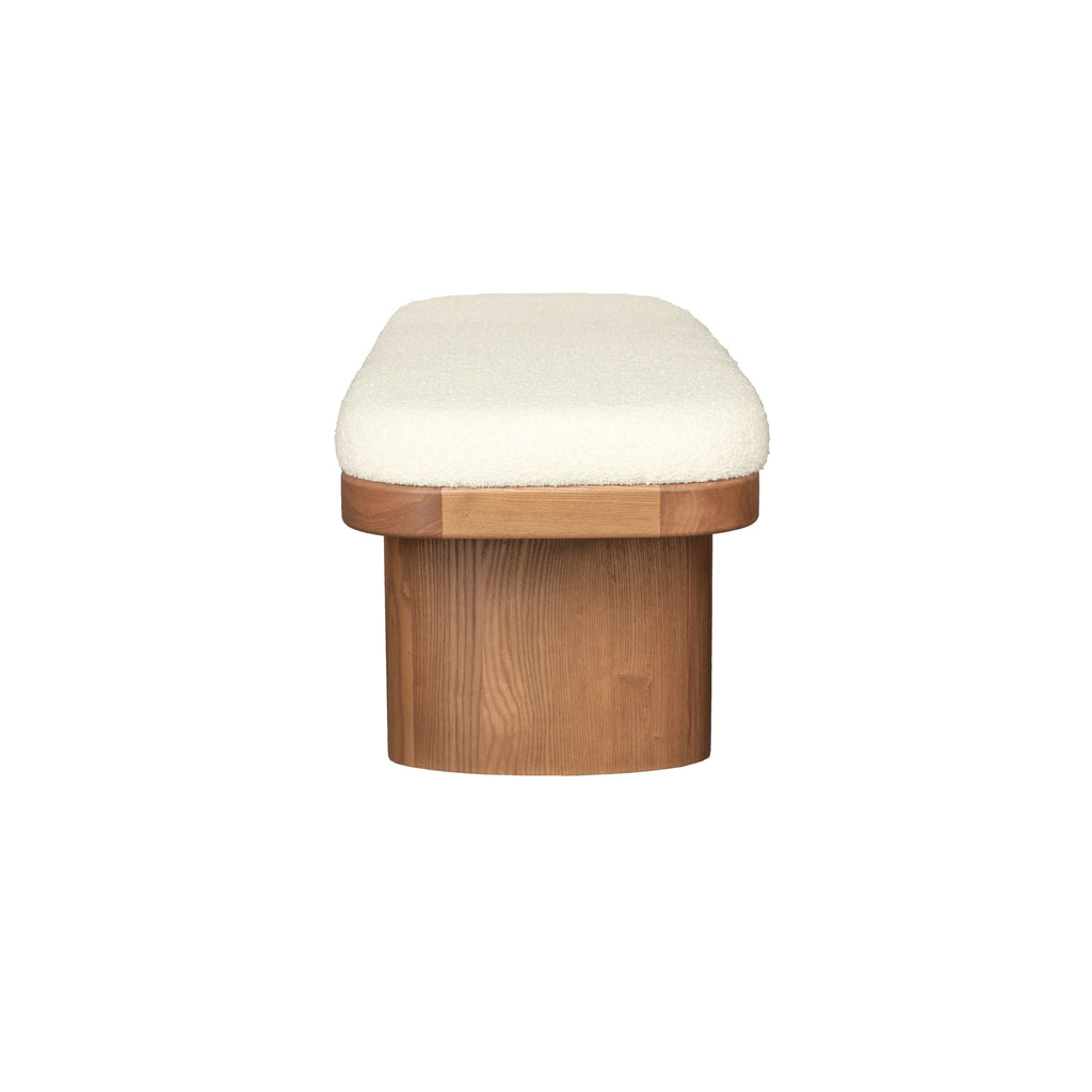 Ollie 48" White Performance Boucle Wooden Bench