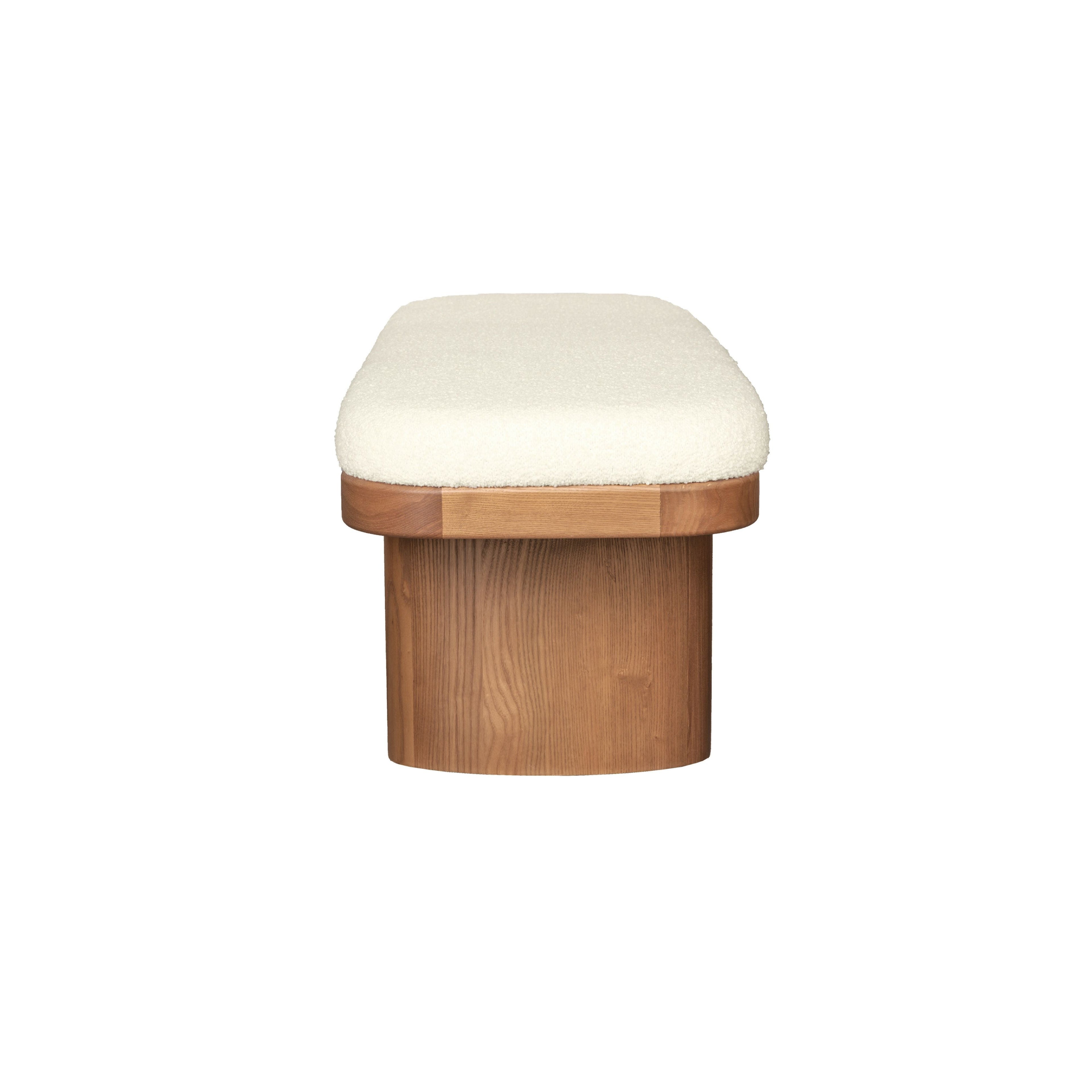 Ollie 48" White Performance Boucle Wooden Bench
