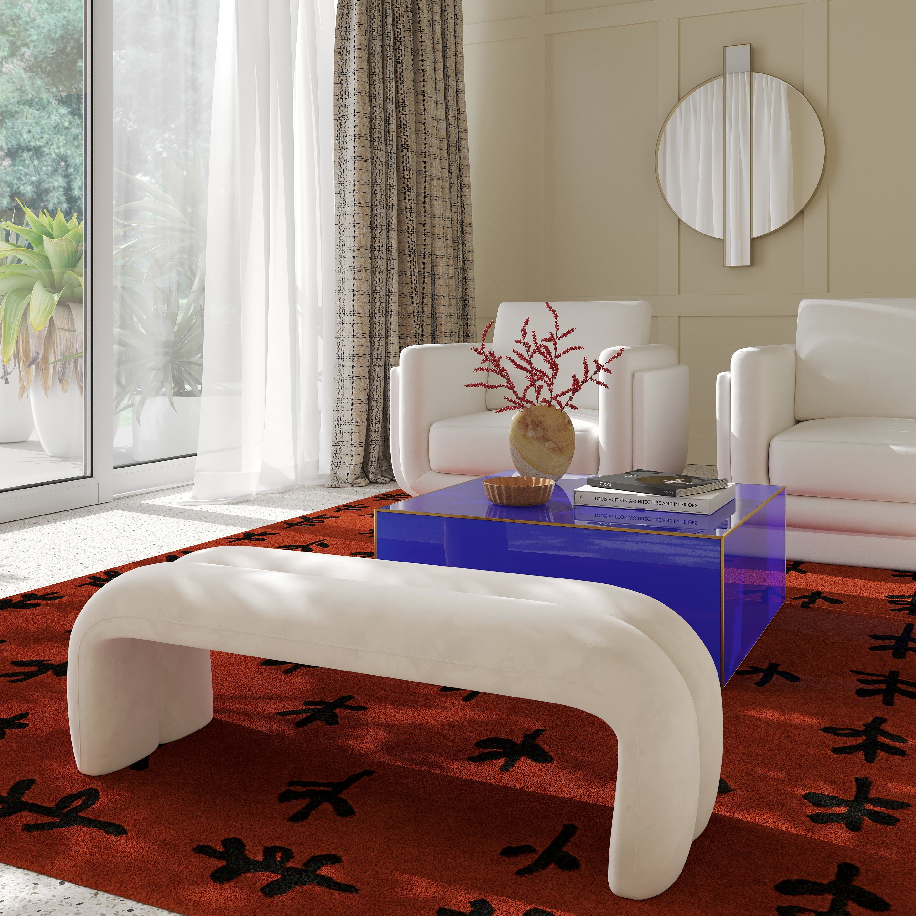 Leigh 56" Performance Velvet Channeled Bench
