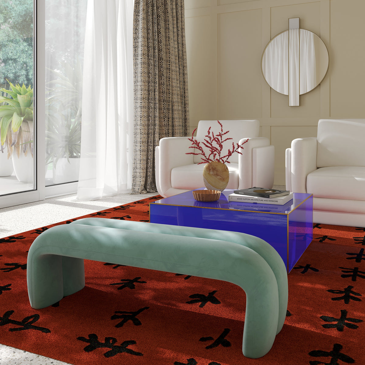 Leigh 56" Performance Velvet Channeled Bench