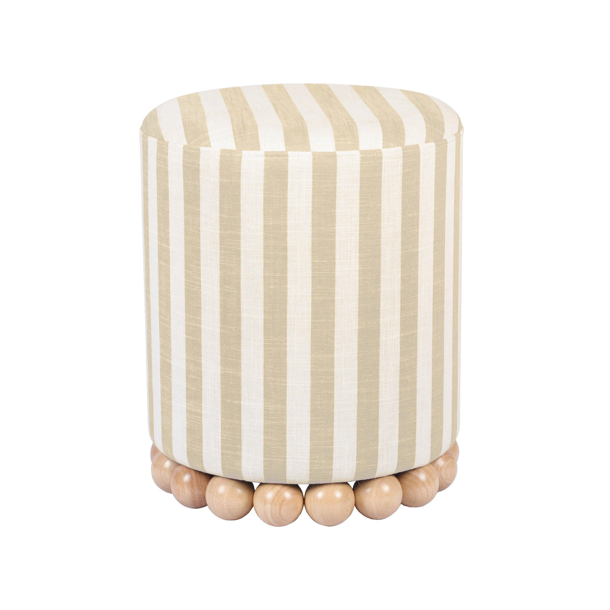 Dex Striped Linen Ottoman — Beige null