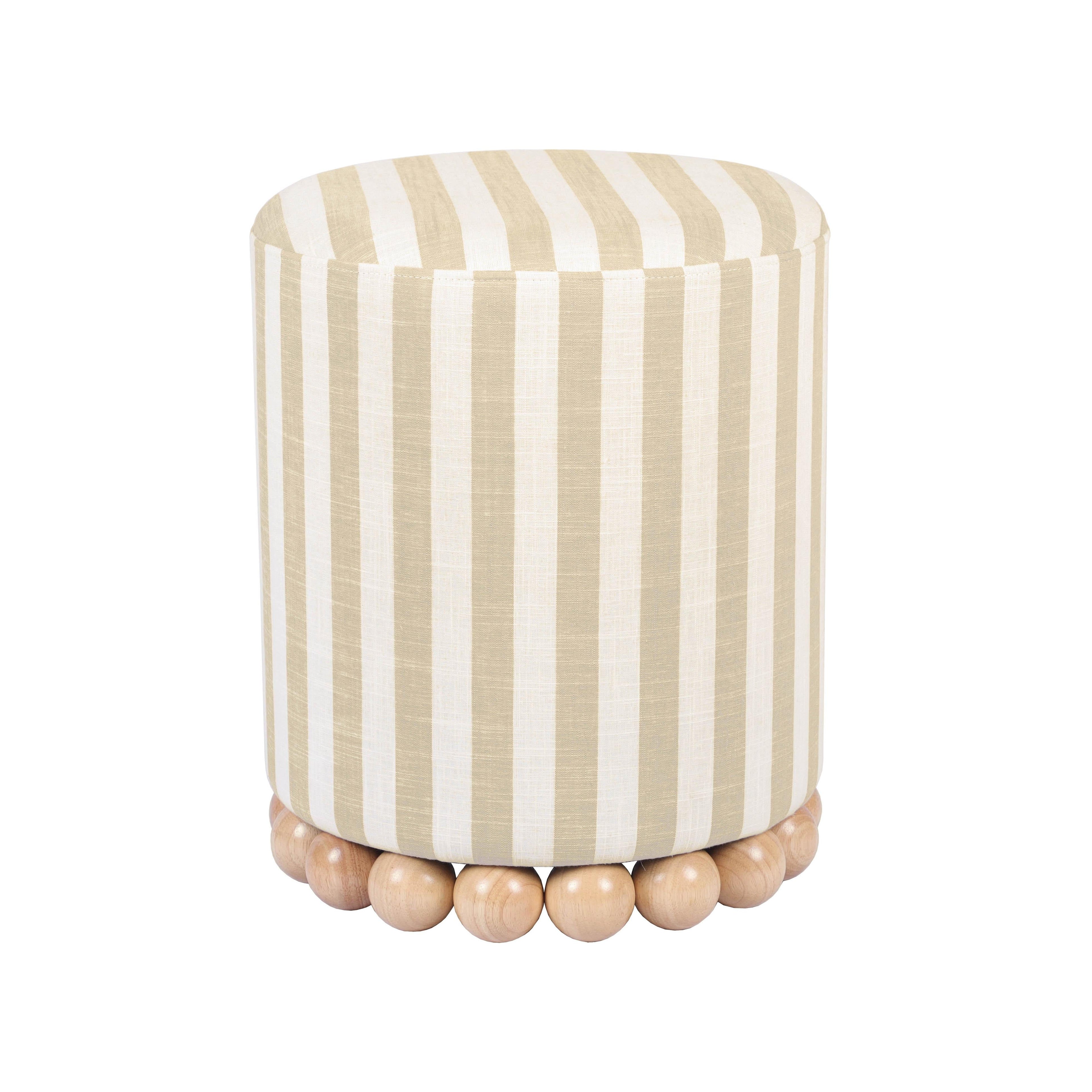 Dex Striped Linen Ottoman