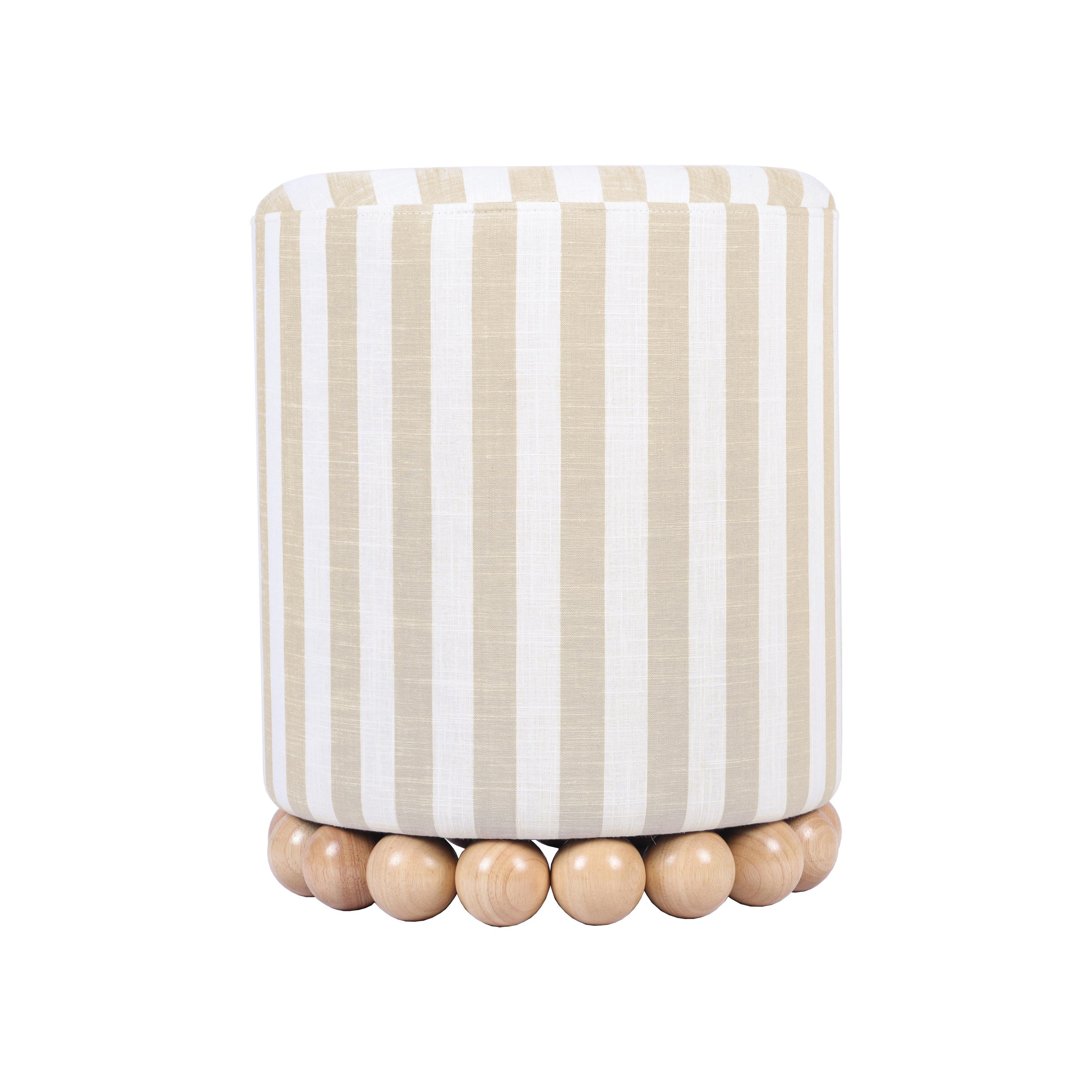 Dex Striped Linen Ottoman