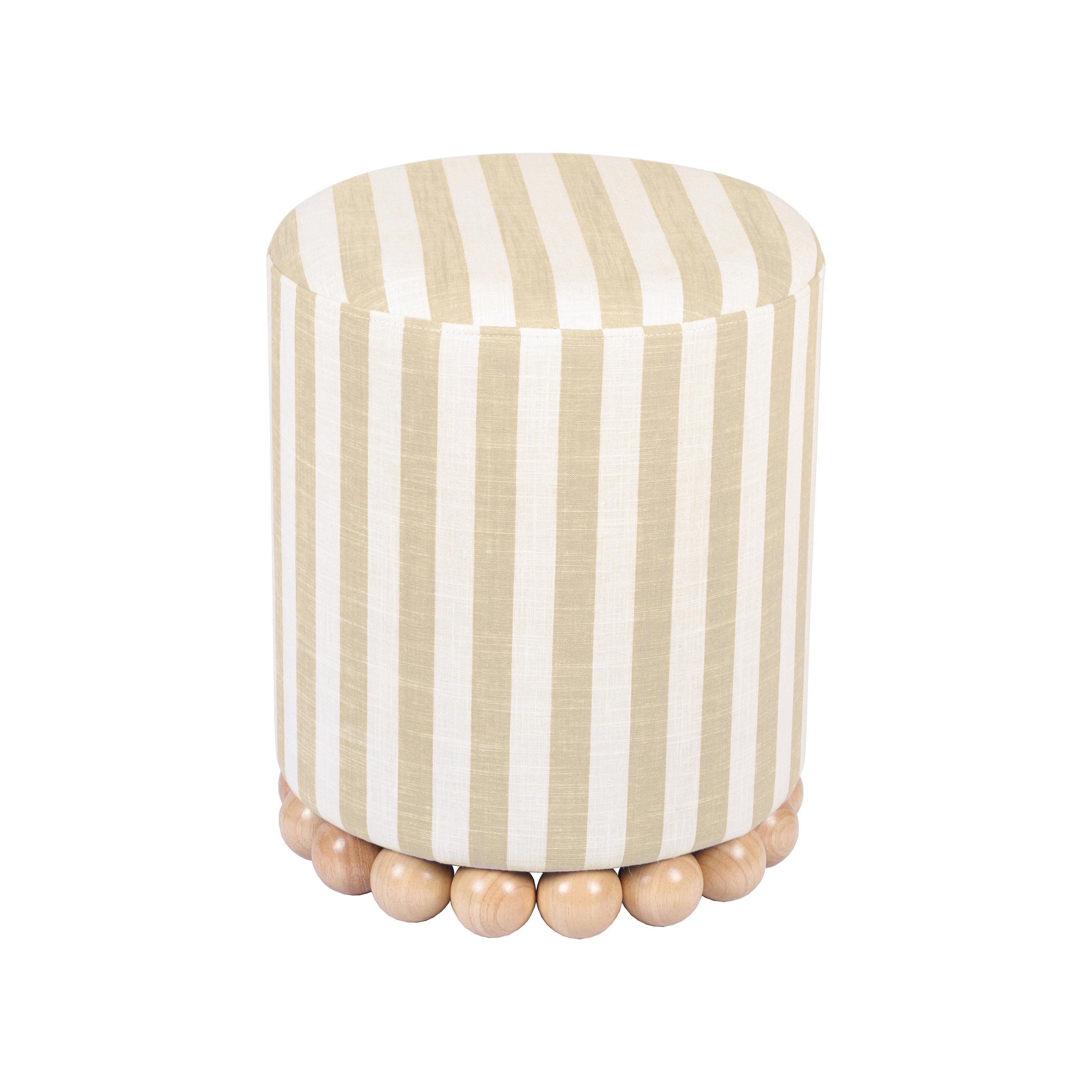 Dex Striped Linen Ottoman