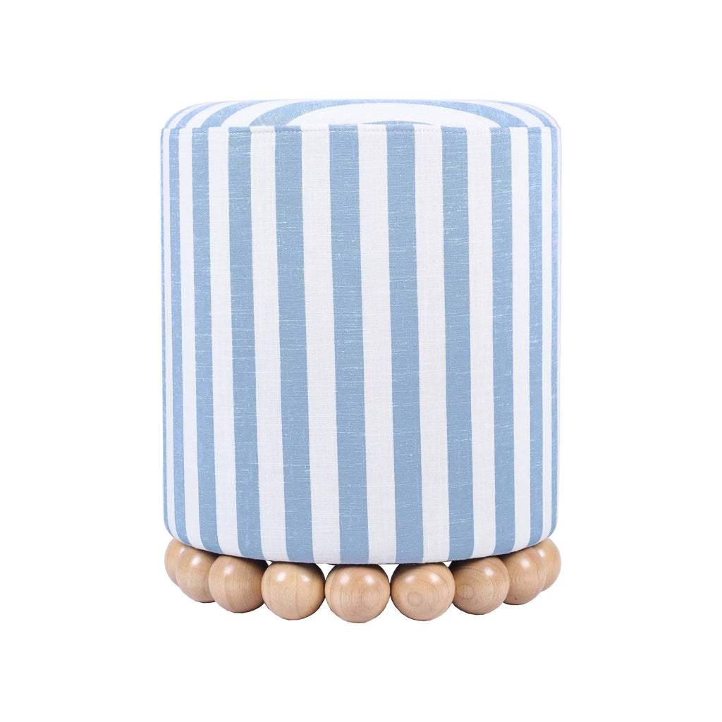 Dex Striped Linen Ottoman